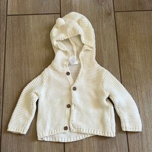 Cream Knit Baby Cardigan with Hood, size 3 month
